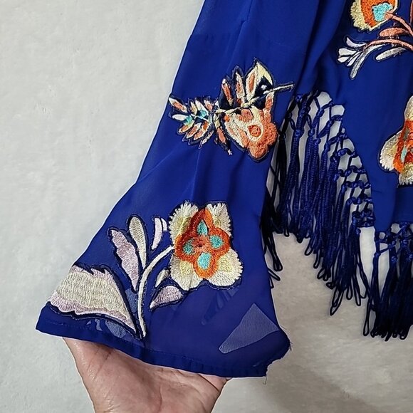 Zingara Women's Size 1 Floral Embroidered Blouse Tassels For Parts! Read - Picture 5 of 16
